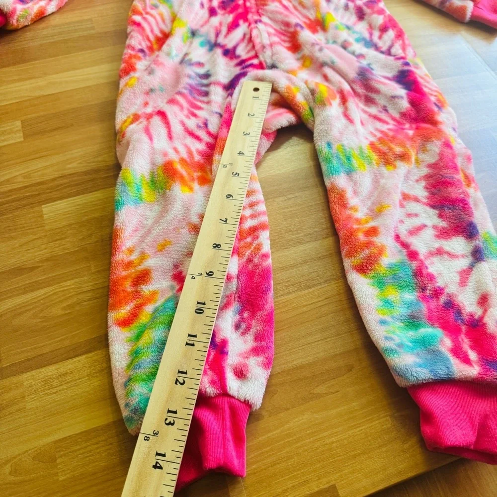 Tie dye hooded one piece pajamas size 4